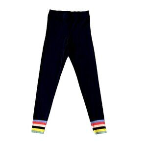 Boden Black Leggings with Vibrant Ankle Stripes